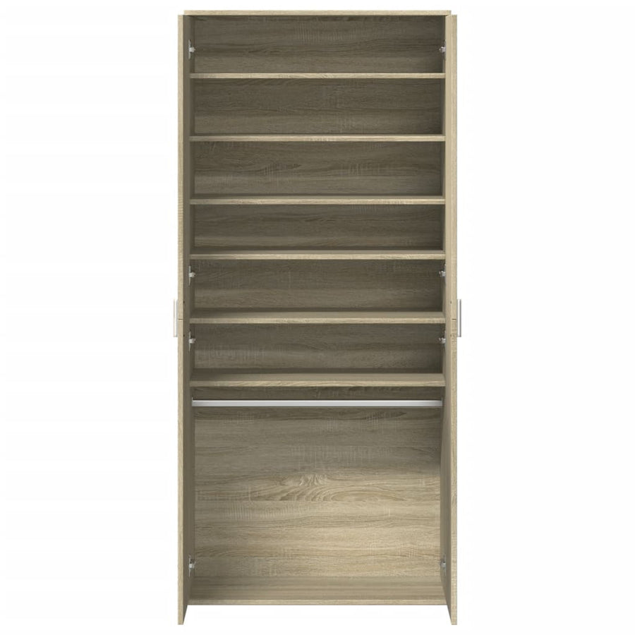 Schoenenkast 80x39x178 cm spaanplaat sonoma eikenkleurig