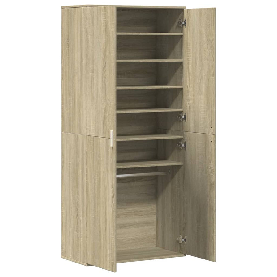 Schoenenkast 80x39x178 cm spaanplaat sonoma eikenkleurig