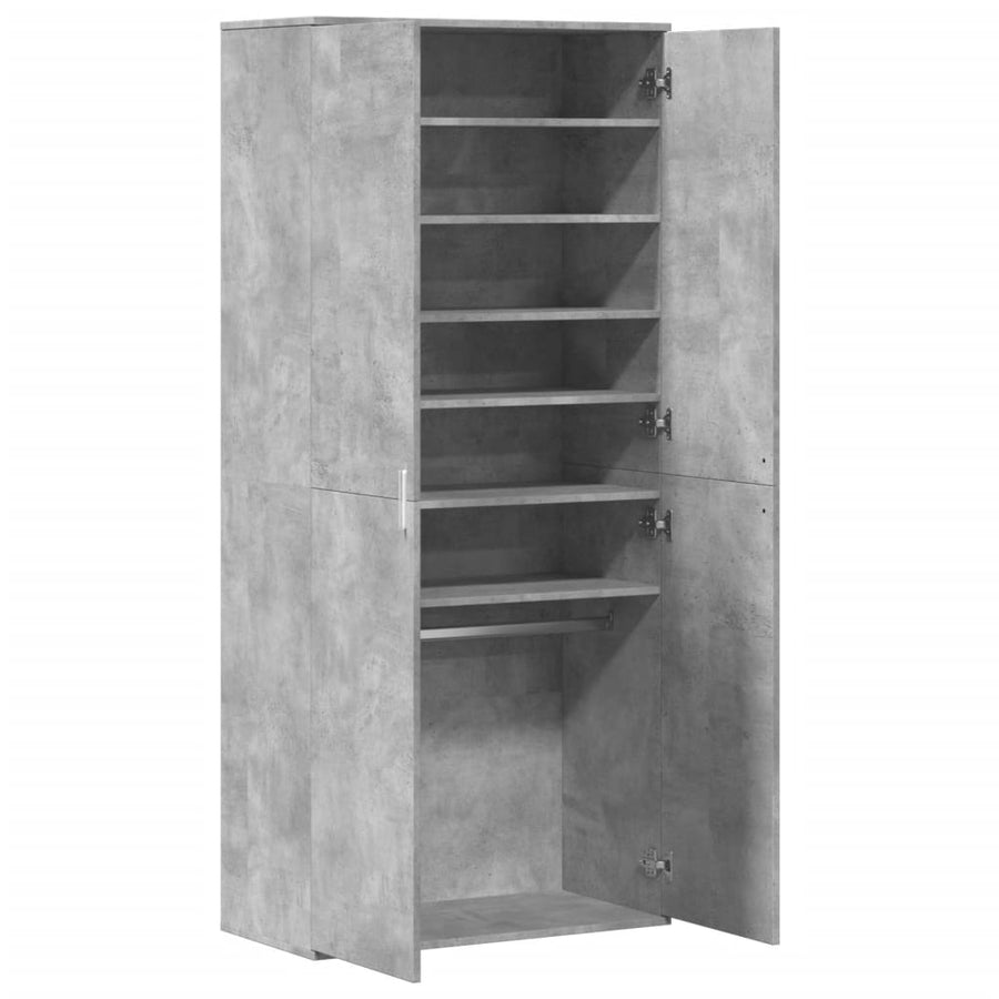 Schoenenkast 80x39x178 cm spaanplaat betongrijs