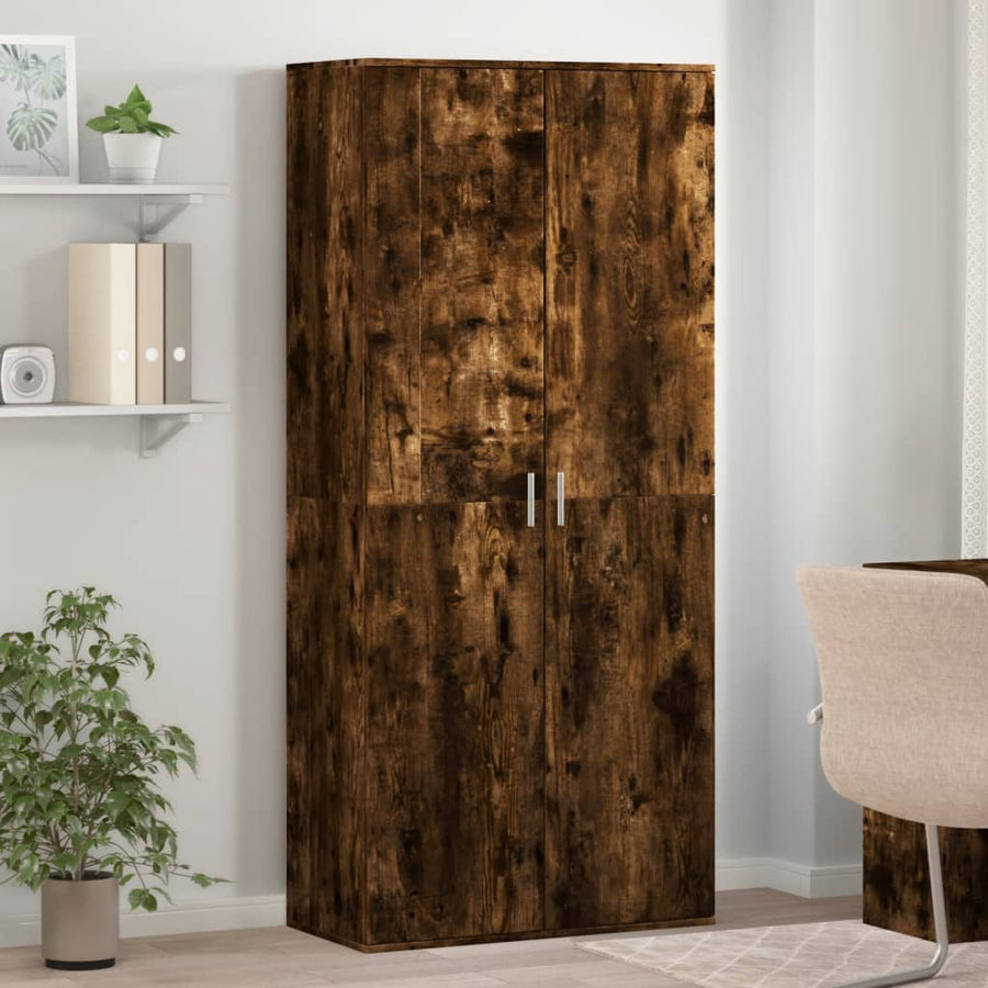 Schoenenkast 80x39x178 cm bewerkt hout gerookt eikenkleurig
