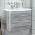 Washbasin cabinet with integrated sink in grey Sonoma oak finish
