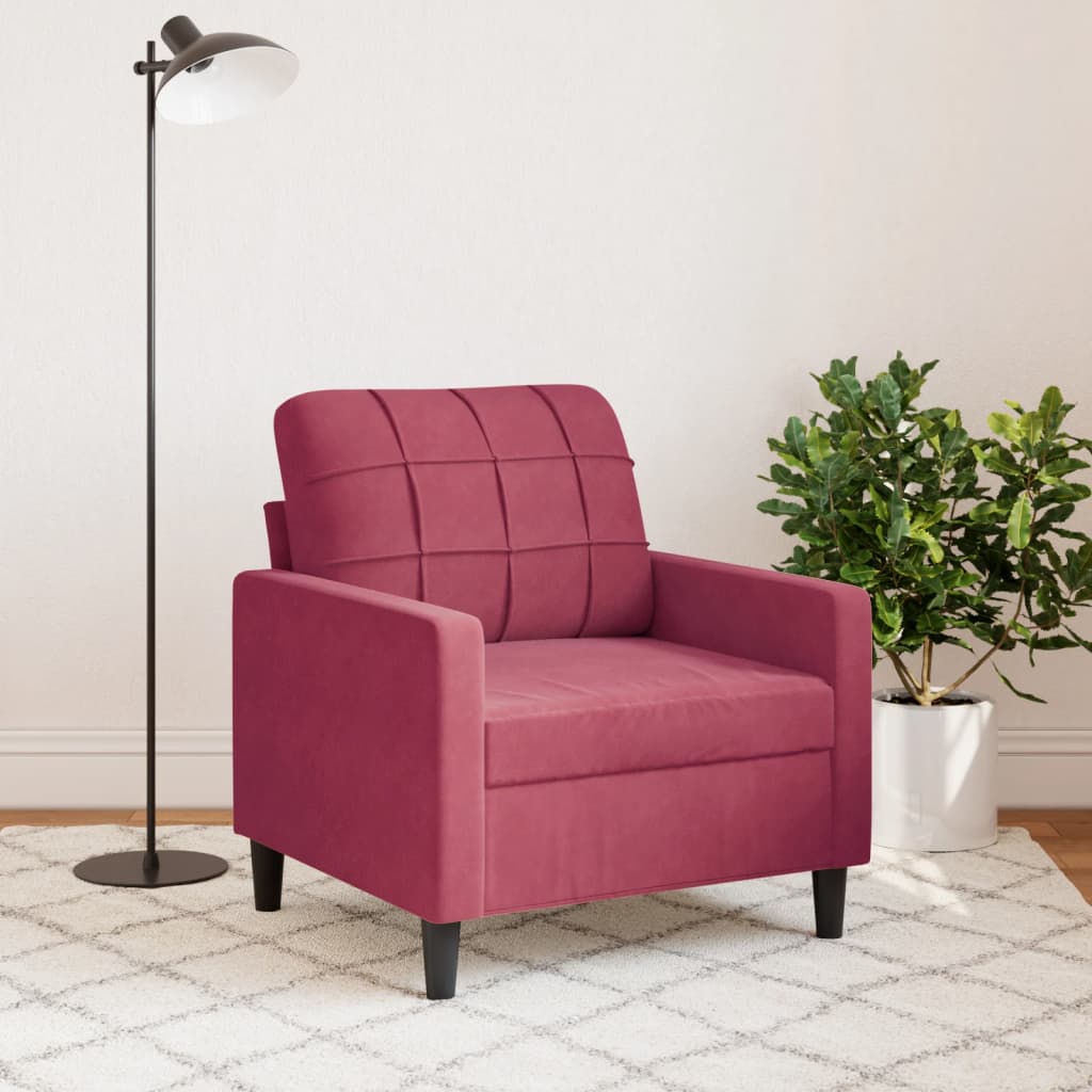 Fauteuil 60 cm fluweel wijnrood