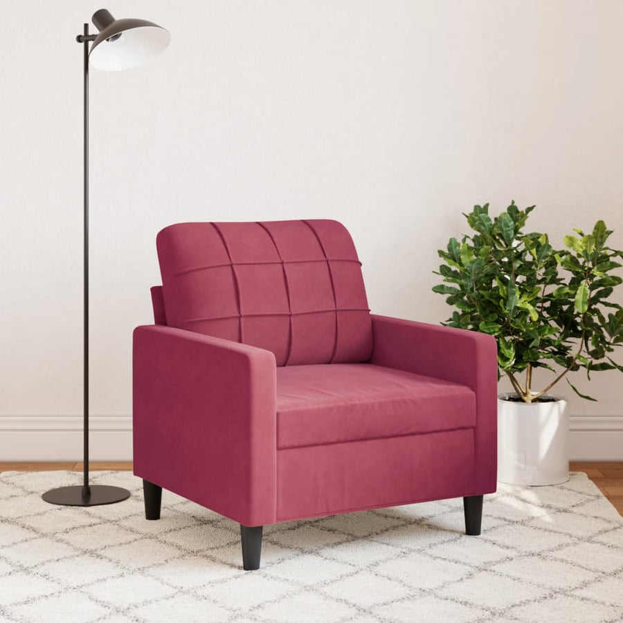 Fauteuil 60 cm fluweel wijnrood