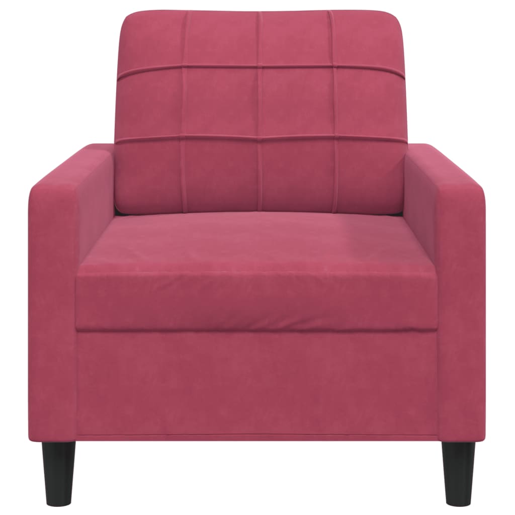 Fauteuil 60 cm fluweel wijnrood