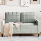 Two-seater sofa 120 cm velvet light grey