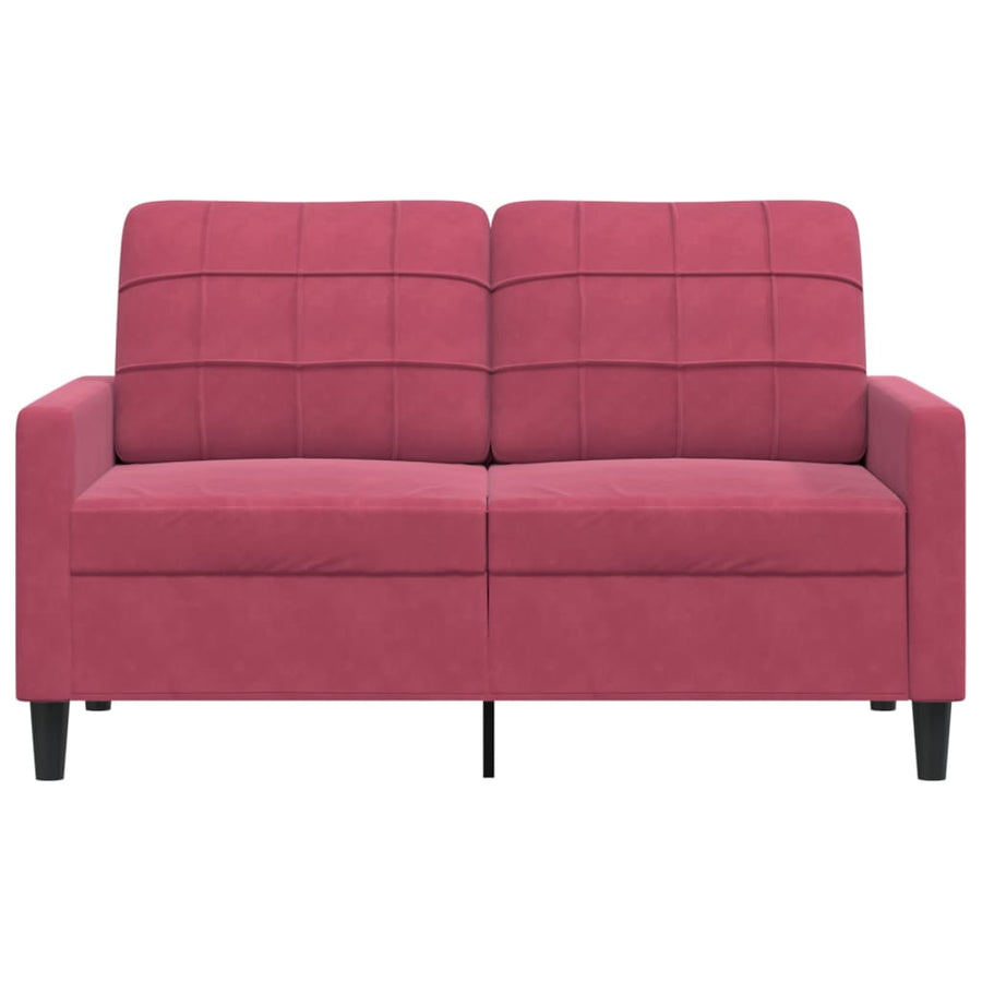 Tweezitsbank 120 cm fluweel wijnrood