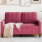 Two-seater sofa 120 cm velvet wine red