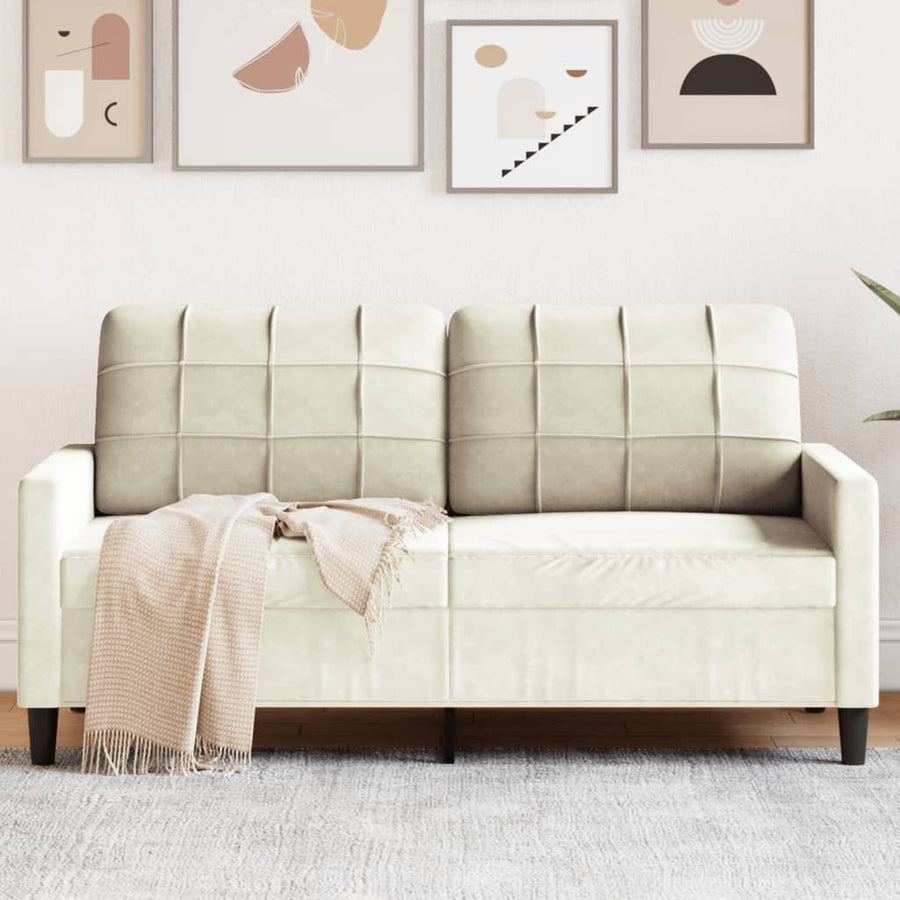 Tweezitsbank 140 cm fluweel crèmekleurig