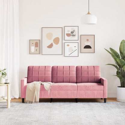 Driezitsbank 180 cm fluweel roze