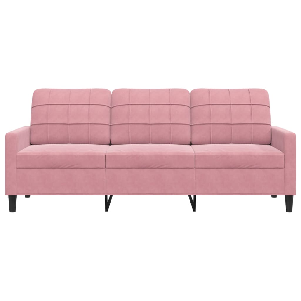Driezitsbank 180 cm fluweel roze