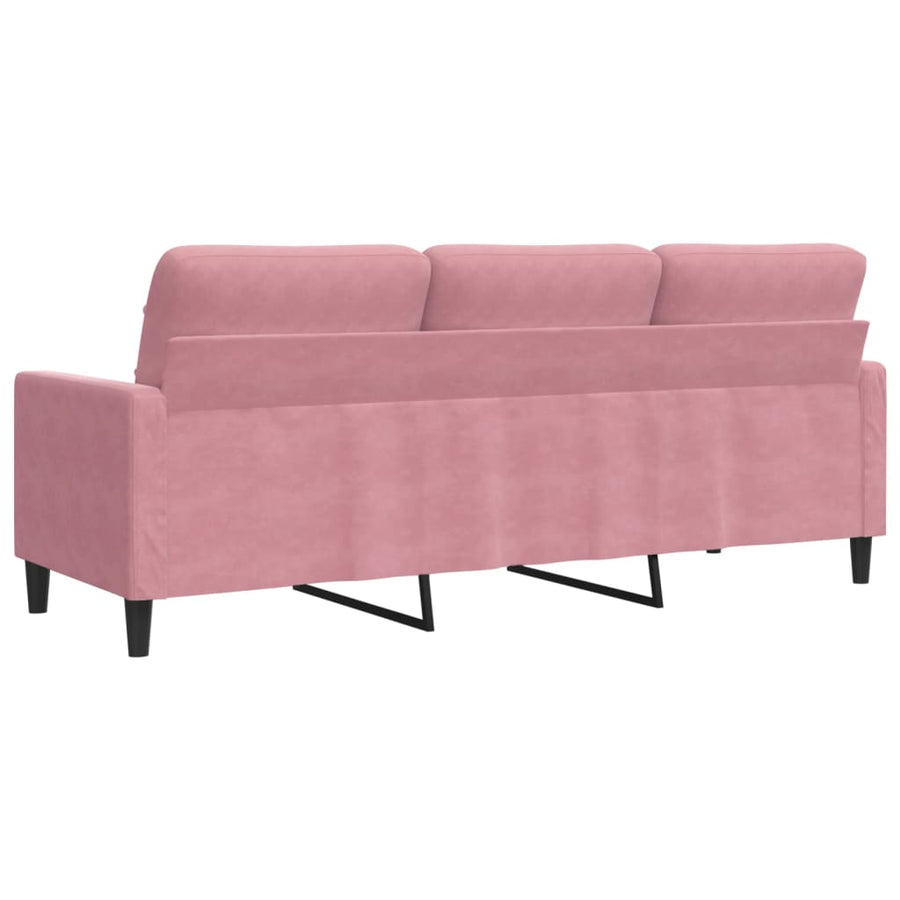 Driezitsbank 180 cm fluweel roze