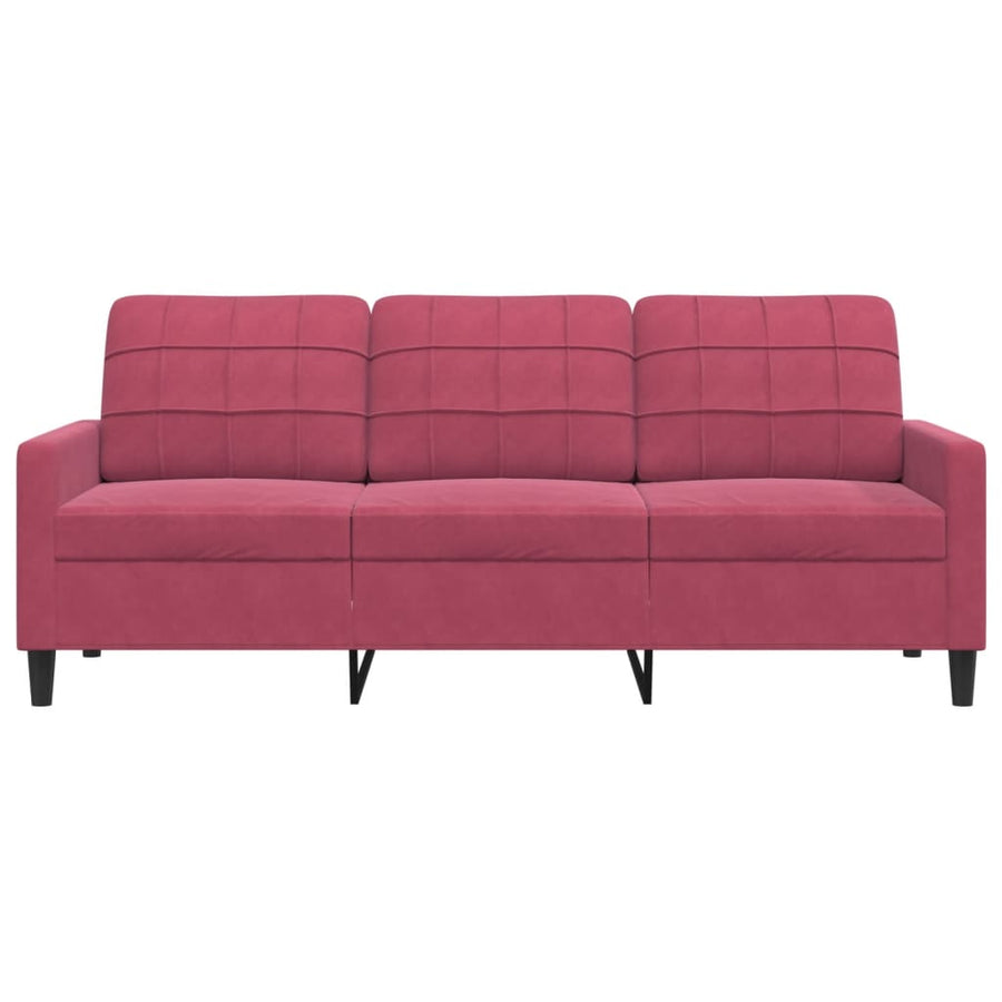 Driezitsbank 180 cm fluweel wijnrood