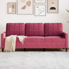 Three-seater sofa 180 cm velvet wine red