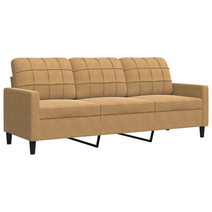 Driezitsbank 180 cm fluweel bruin