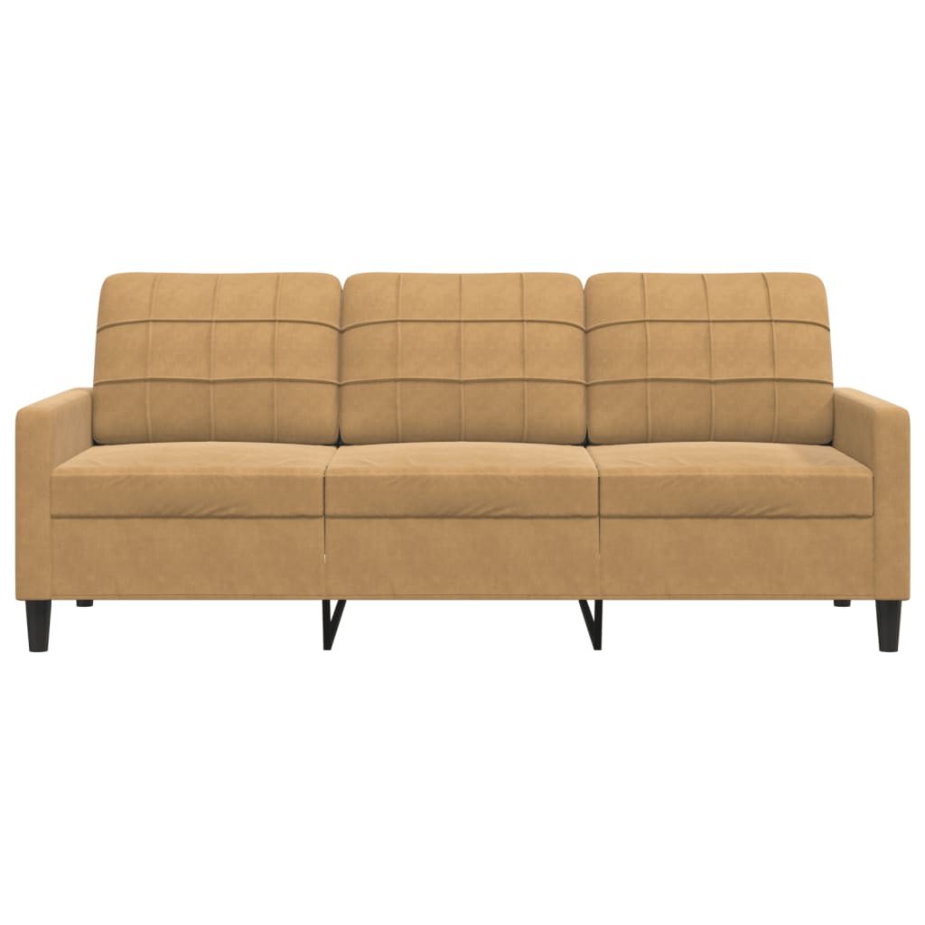 Driezitsbank 180 cm fluweel bruin