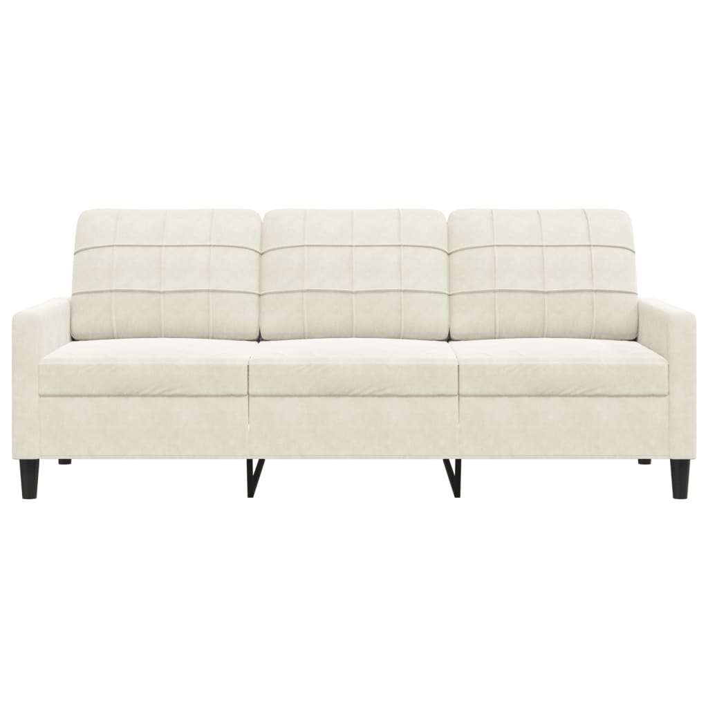 Driezitsbank 180 cm fluweel crèmekleurig