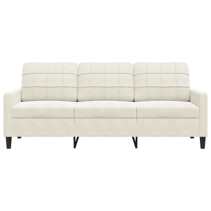 Driezitsbank 180 cm fluweel crèmekleurig
