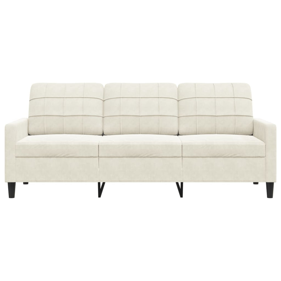 Driezitsbank 180 cm fluweel crèmekleurig