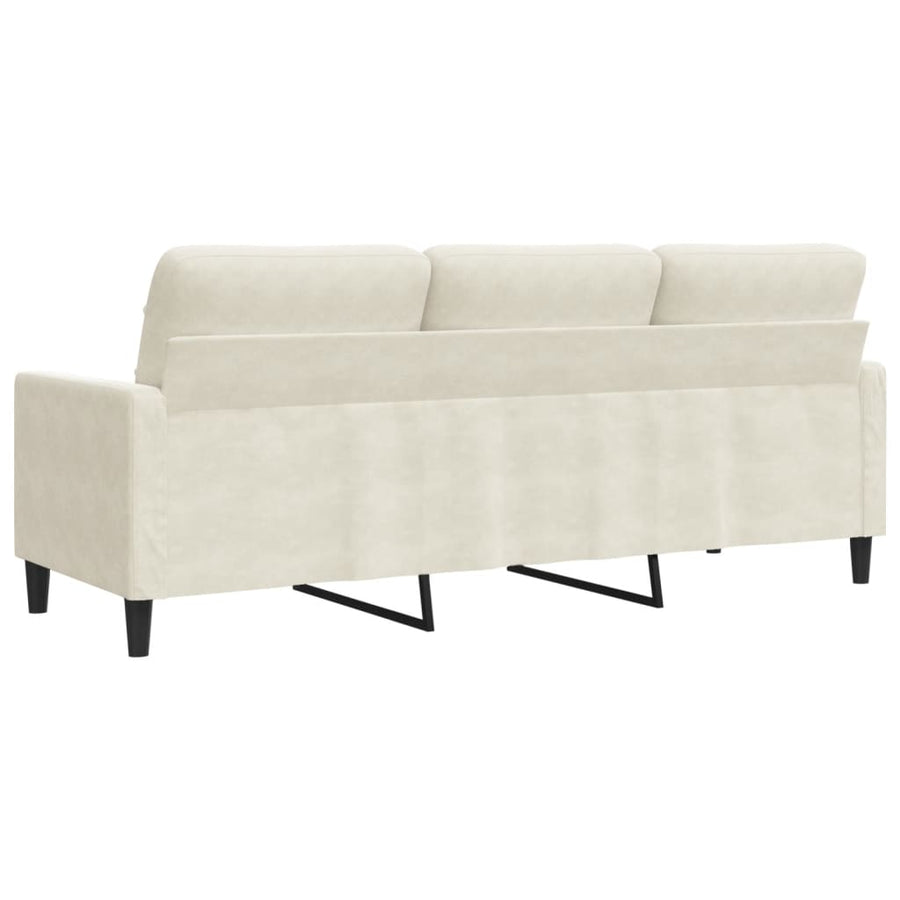 Driezitsbank 180 cm fluweel crèmekleurig