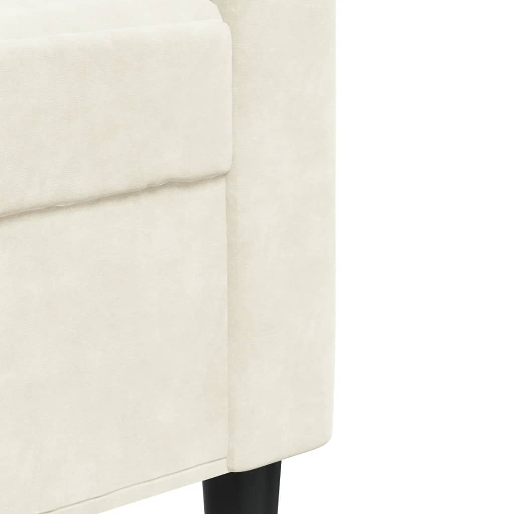 Driezitsbank 180 cm fluweel crèmekleurig