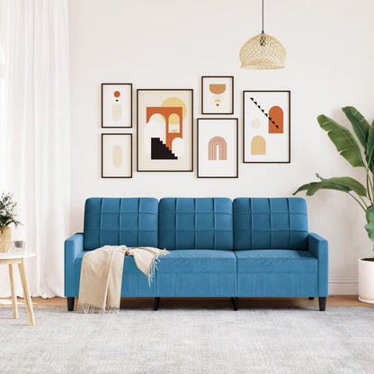 Driezitsbank 180 cm fluweel blauw