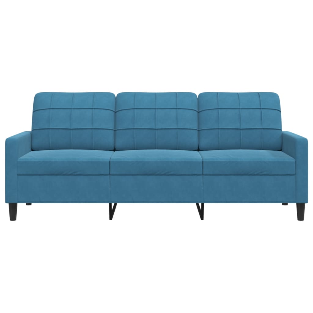 Driezitsbank 180 cm fluweel blauw
