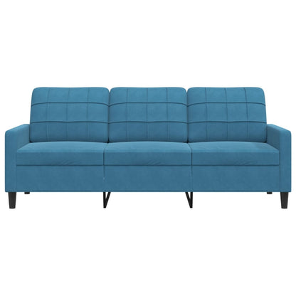 Driezitsbank 180 cm fluweel blauw