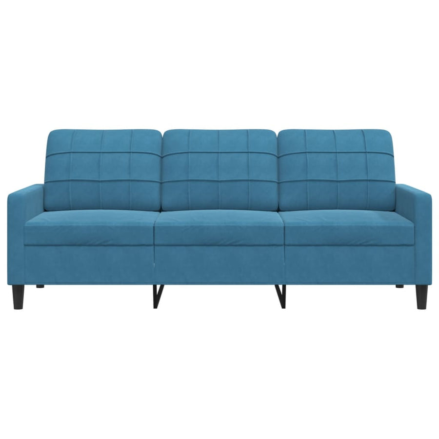 Driezitsbank 180 cm fluweel blauw
