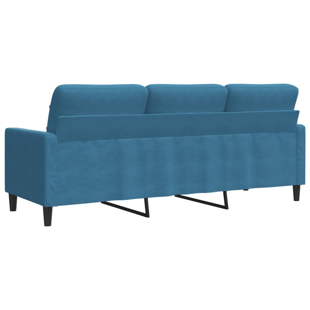 Driezitsbank 180 cm fluweel blauw
