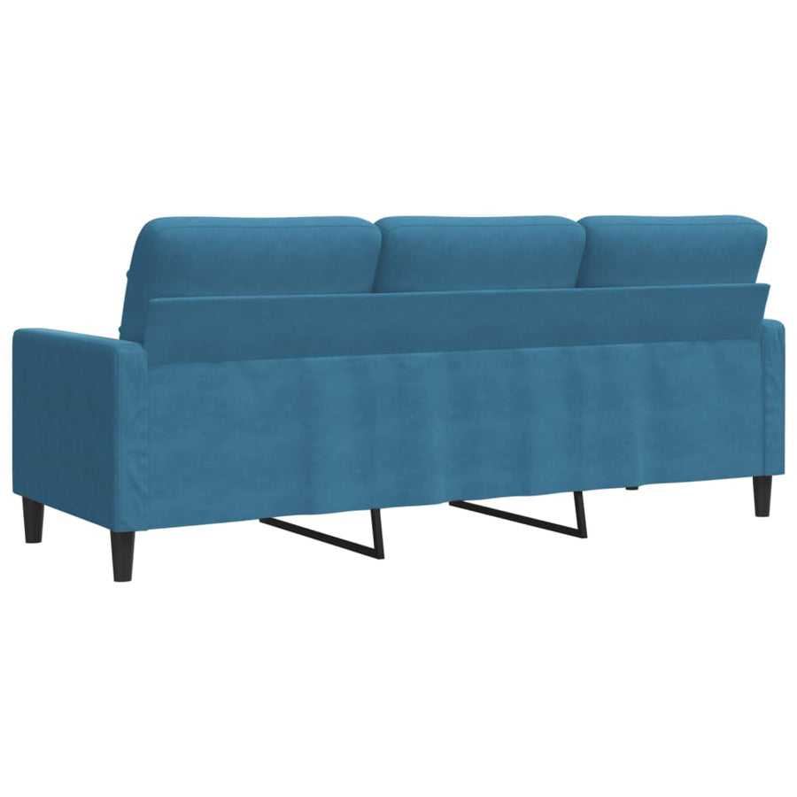 Driezitsbank 180 cm fluweel blauw