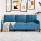 Three-seater sofa 180 cm velvet blue