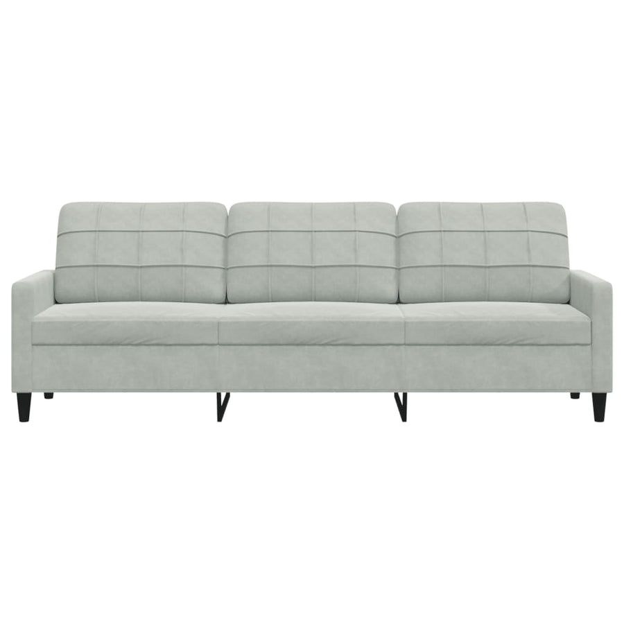 Driezitsbank 210 cm fluweel lichtgrijs