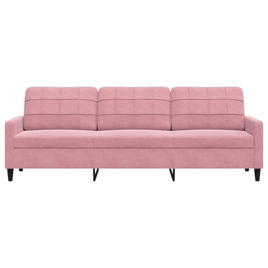 Driezitsbank 210 cm fluweel roze