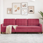 Three-seater sofa 210 cm velvet wine red