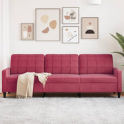 Three-seater sofa 210 cm velvet wine red