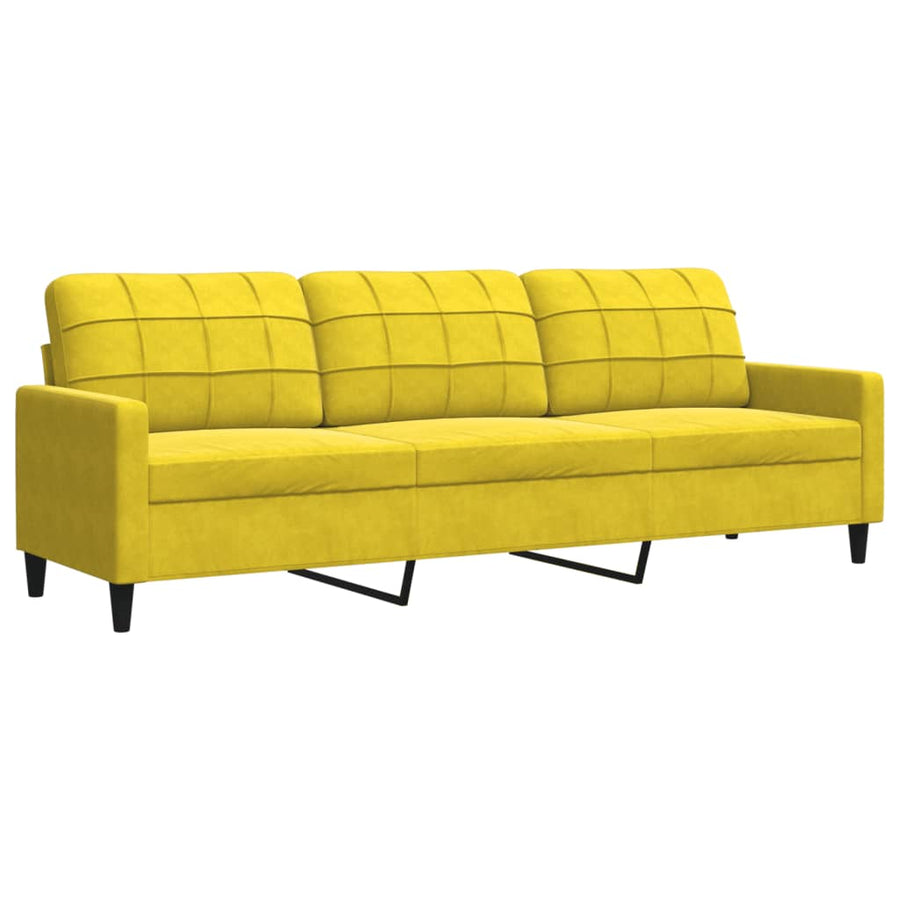 Driezitsbank 210 cm fluweel geel