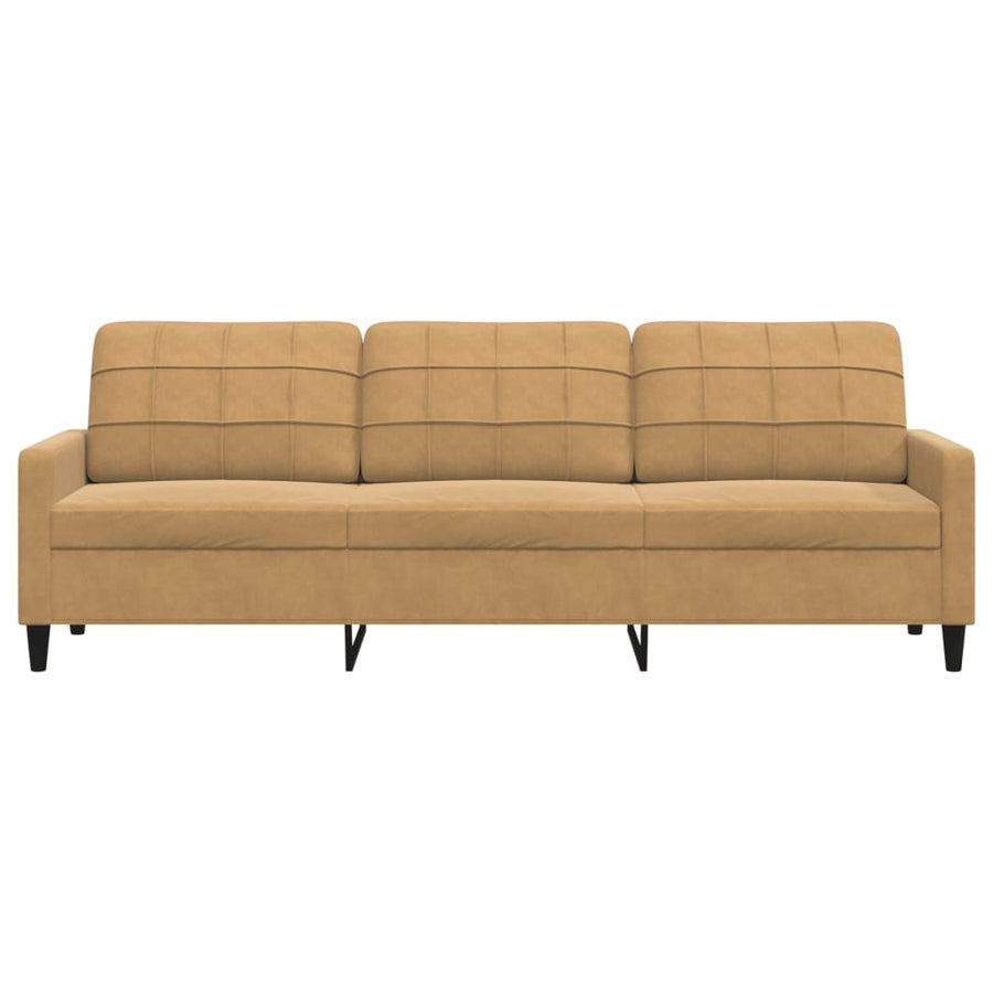 Driezitsbank 210 cm fluweel bruin