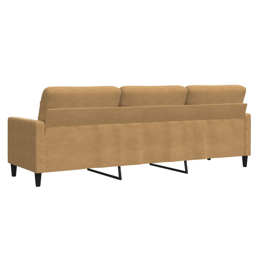 Driezitsbank 210 cm fluweel bruin
