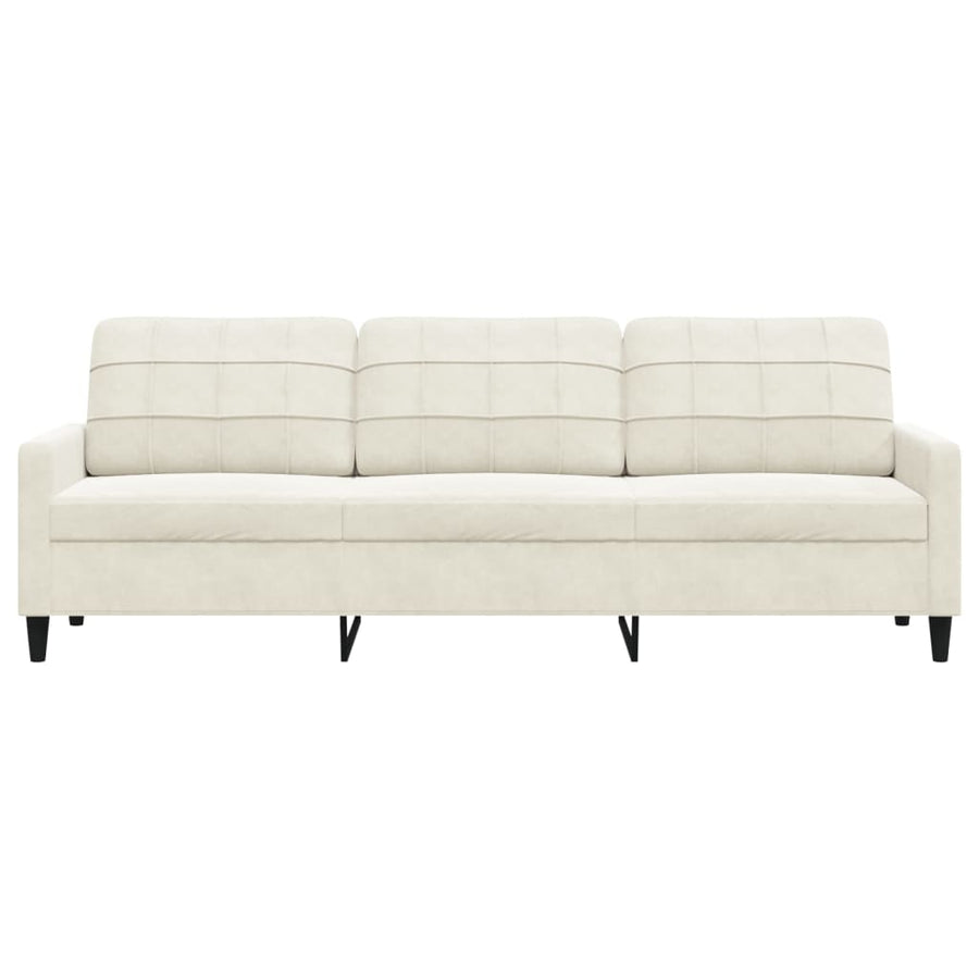 Driezitsbank 210 cm fluweel crèmekleurig