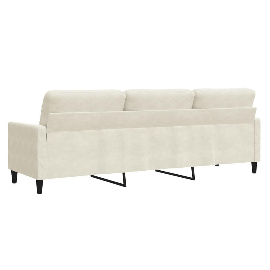 Driezitsbank 210 cm fluweel crèmekleurig