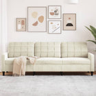 Driezitsbank 210 cm fluweel crème