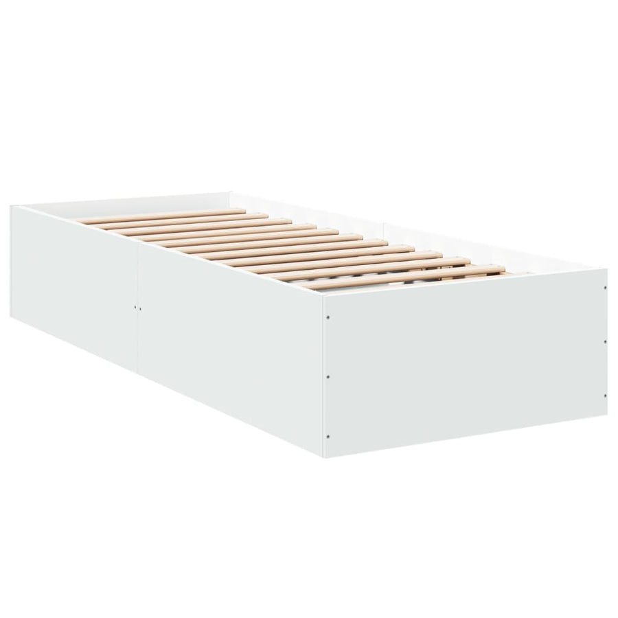 Bedframe bewerkt hout wit 75x190 cm