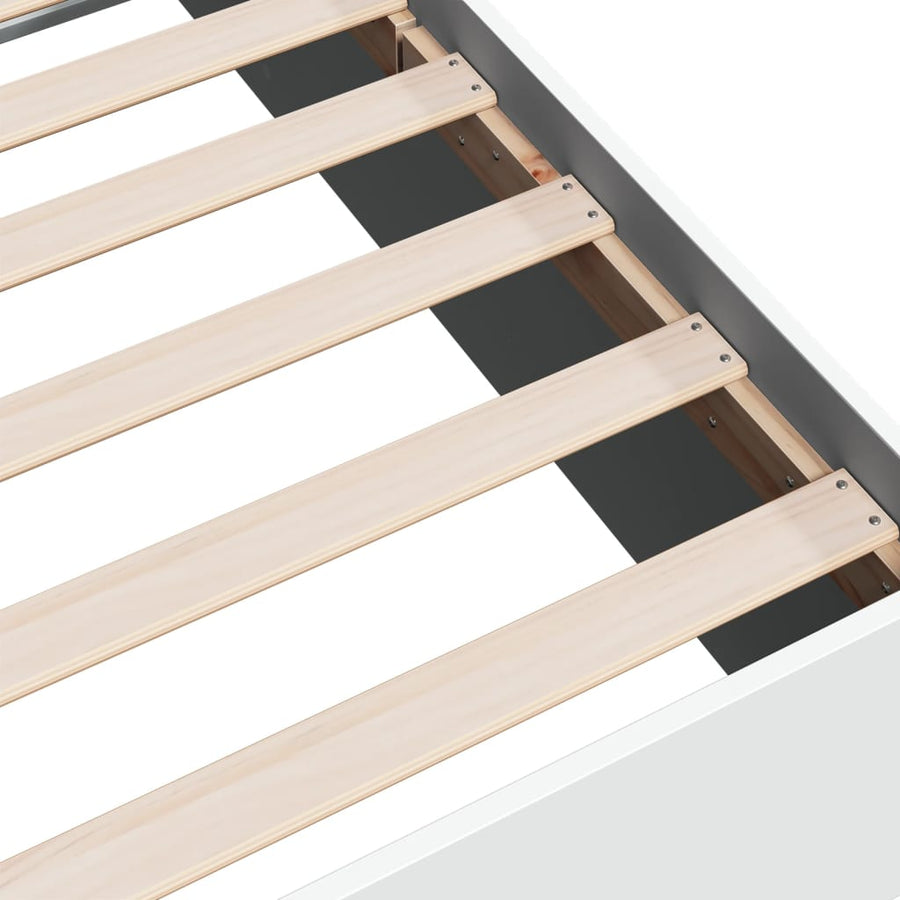 Bedframe bewerkt hout wit 75x190 cm