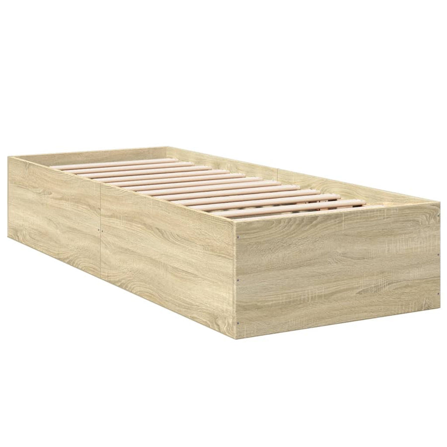 Bedframe bewerkt hout sonoma eikenkleurig 75x190 cm