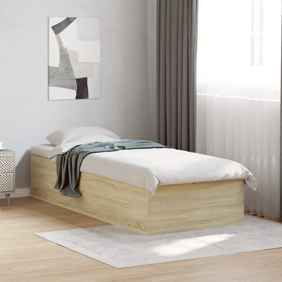 Bedframe bewerkt hout sonoma eikenkleurig 75x190 cm