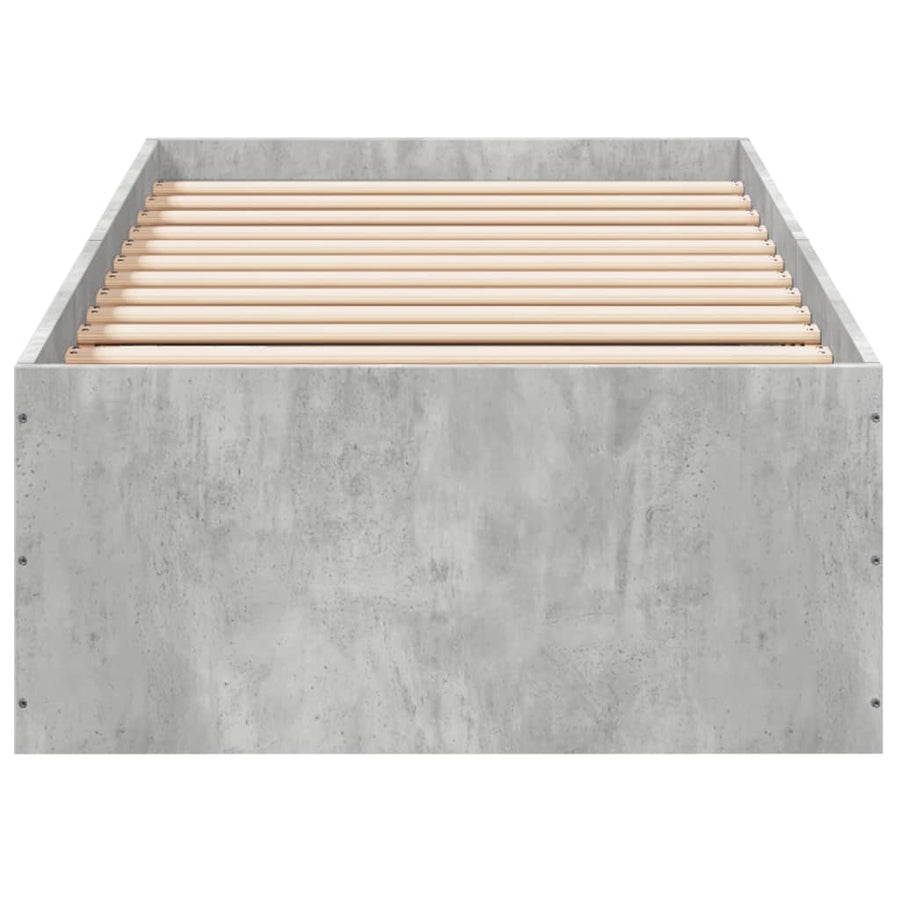 Bedframe bewerkt hout betongrijs 75x190 cm