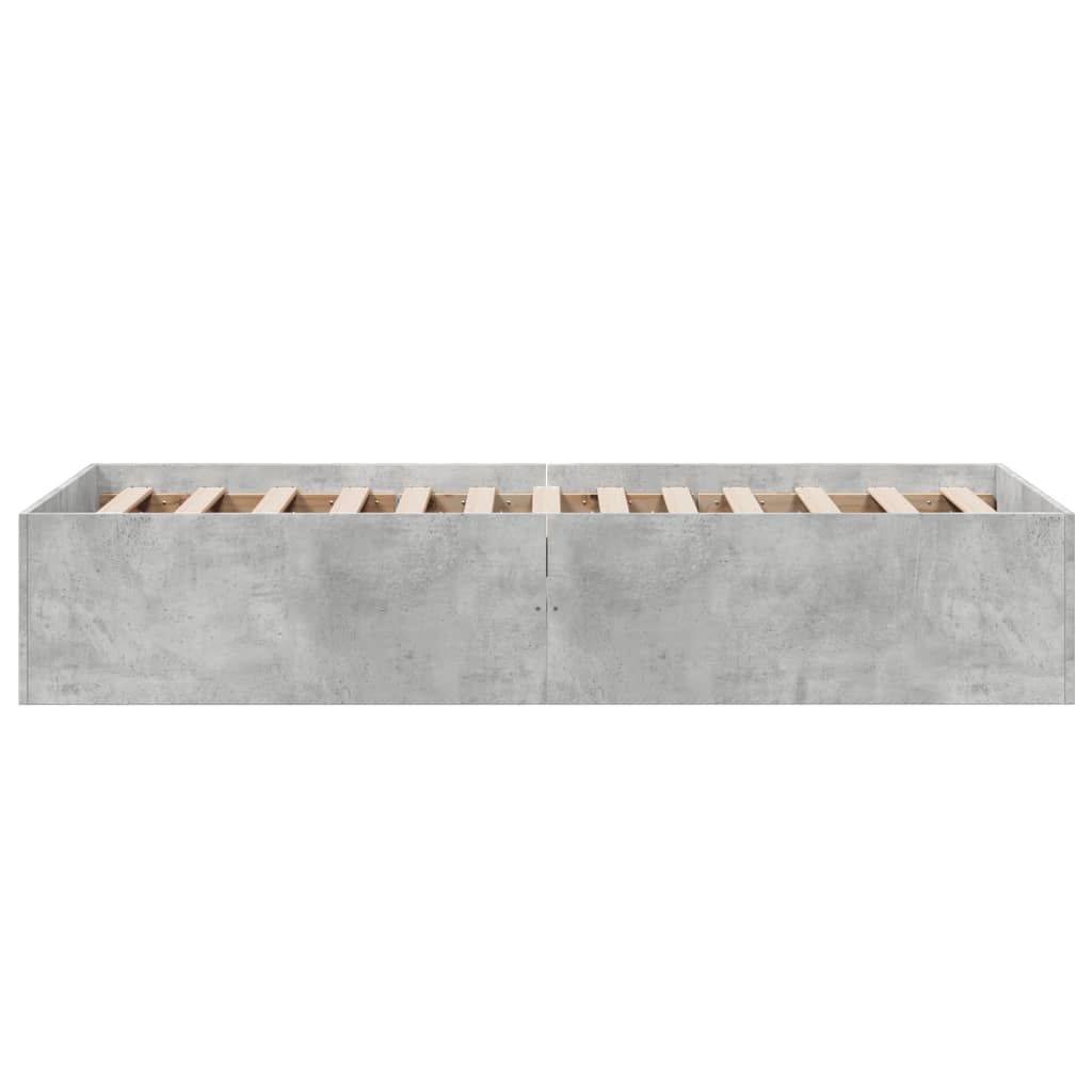Bedframe bewerkt hout betongrijs 75x190 cm