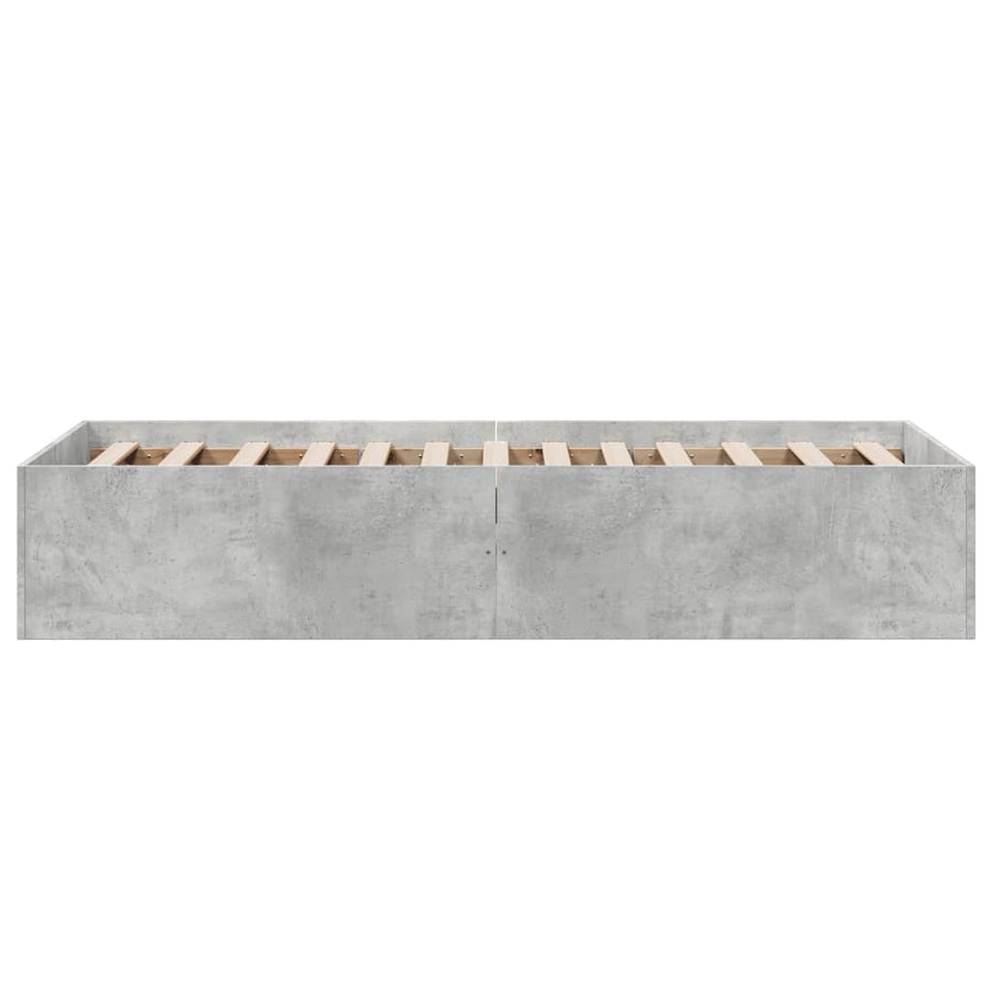 Bedframe bewerkt hout betongrijs 75x190 cm