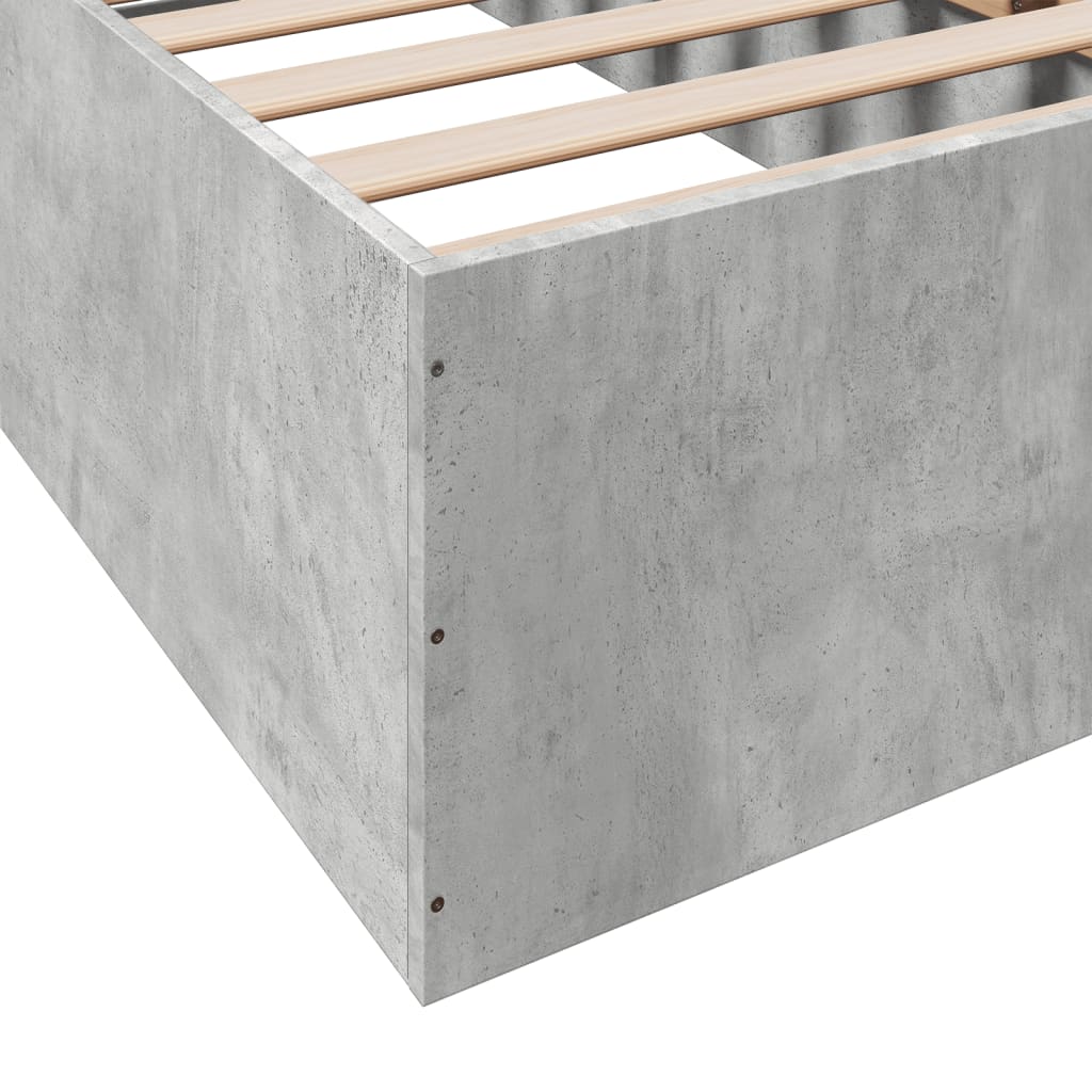 Bedframe bewerkt hout betongrijs 75x190 cm