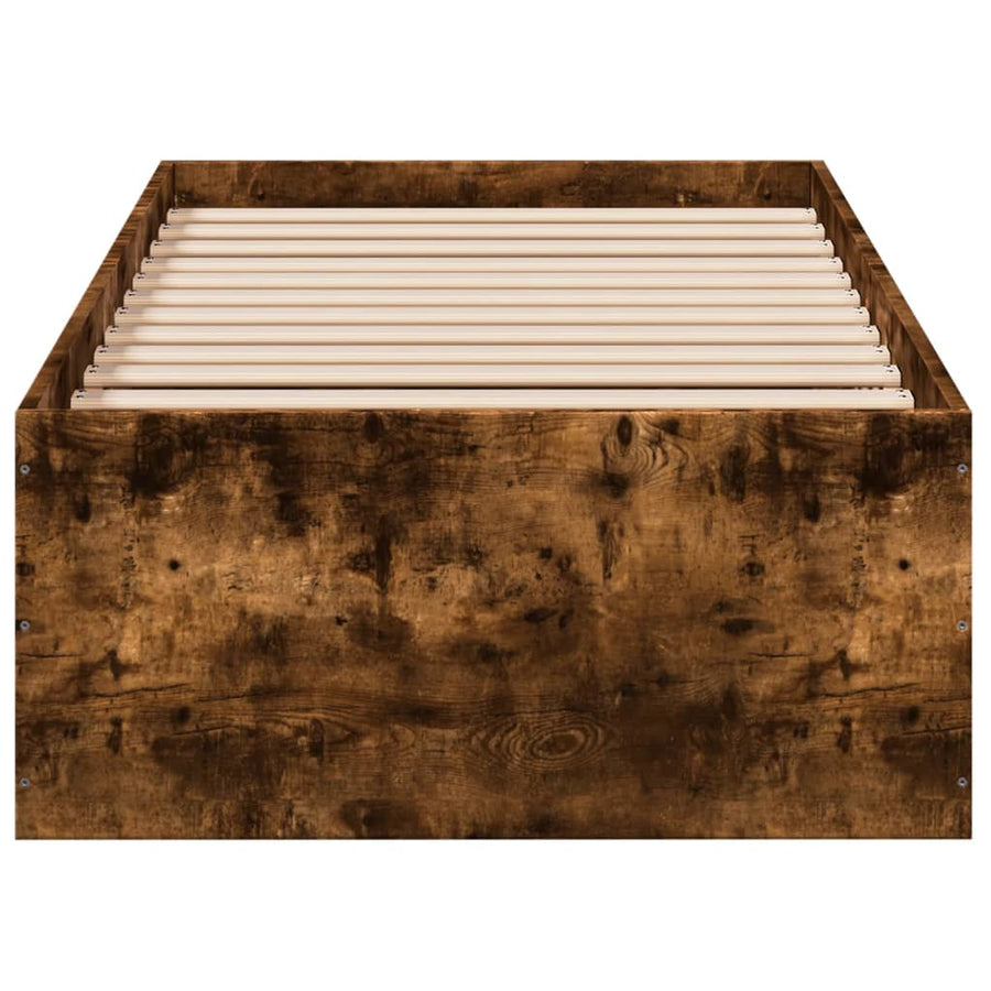 Bedframe bewerkt hout gerookt eikenkleurig 75x190 cm